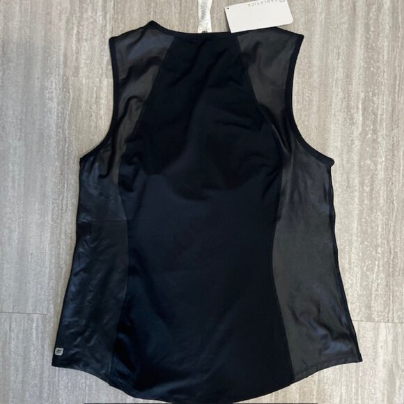 NWT $59 Fabletics Dominica Black Lace Up Front Top Size XL 14-16 Faux Leather - Picture 6 of 6